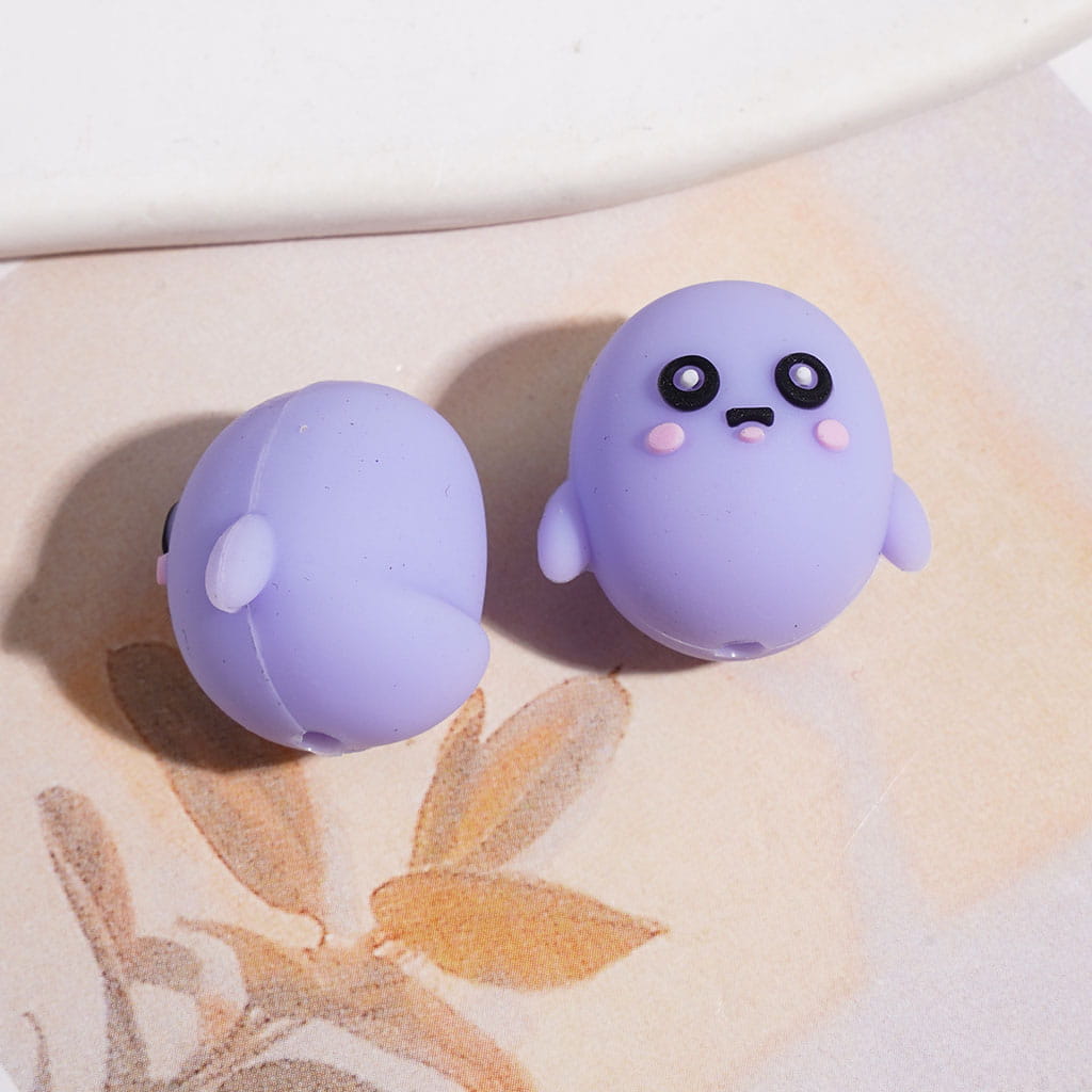 Silicone Focal Beads 3D Cute and Chubby Little Bird, Around 19MM, Multi-Color