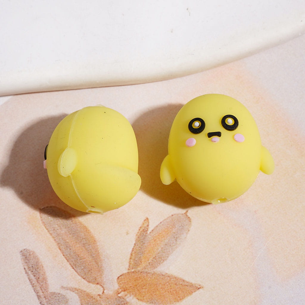 Silicone Focal Beads 3D Cute and Chubby Little Bird, Around 19MM, Multi-Color