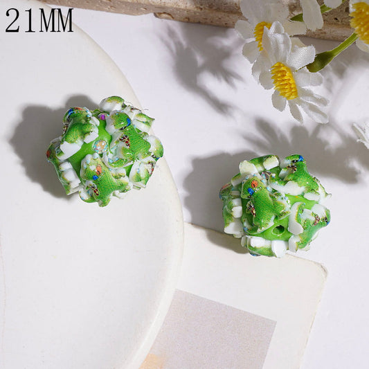 Mystical Green Dragon Fantasy Character Series, Clay Beads with AB Rhinestones, 21MM