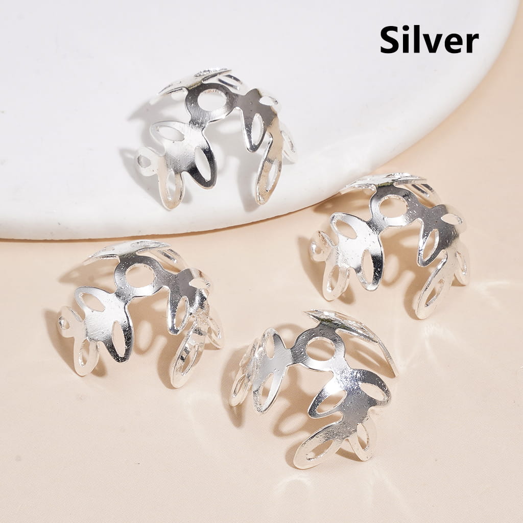 Bead Cages Leaf Shape, Alloy Bead Cap, Multi-Color (They Fit 16MM Beads)