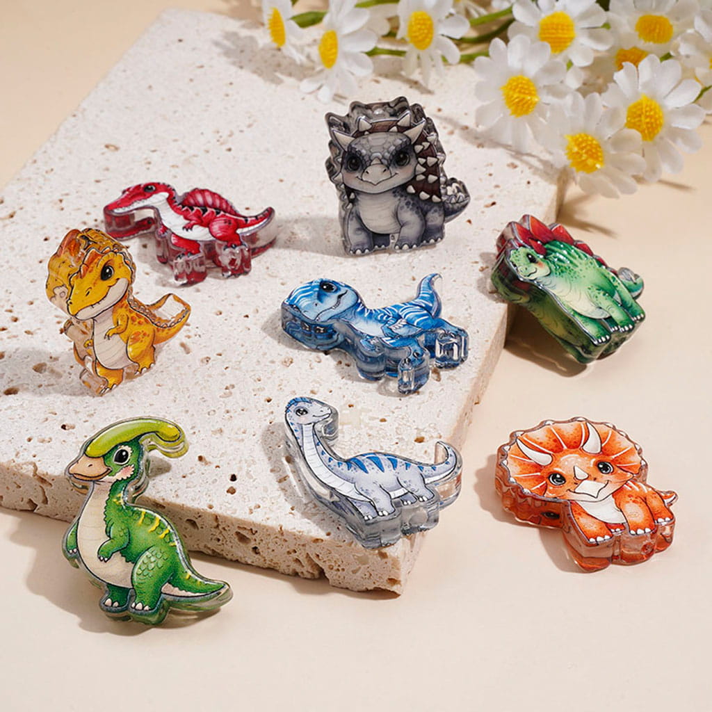 Acrylic Beads Vivid Dinosaur Series, Clear, Random Mix