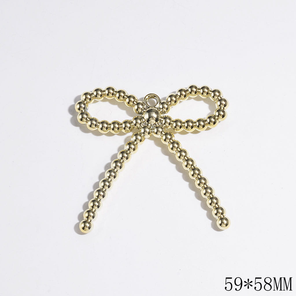 Elegant Large Bowtie-Shaped Acrylic for DIY Charms Pendants and Jewelry Accessories, 59*58MM, Gold and Silver