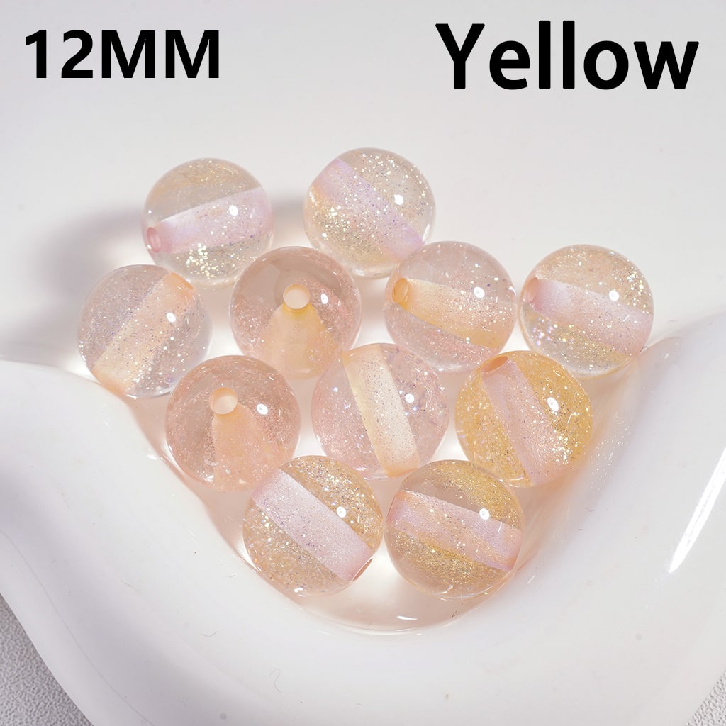 Shiny Glitter Inside Semi Clear Multi Color Round Acrylic Beads 12MM