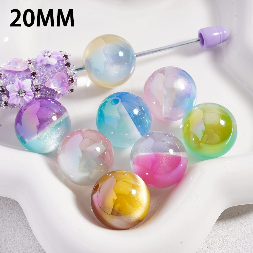 Double‑Color Cat Eye Style Round Acrylic Beads 20MM Random Mix
