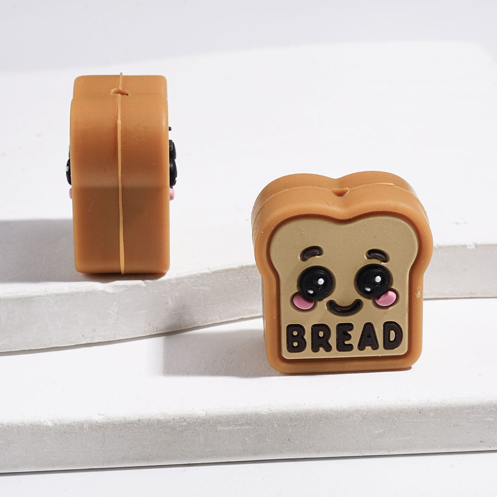 3D Yummy Food Series with Salted Butter, Tomato, Bread and Potato Designs Silicone Focal Beads