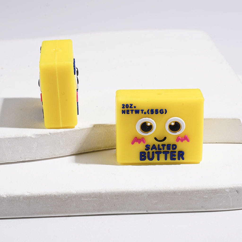 3D Yummy Food Series with Salted Butter, Tomato, Bread and Potato Designs Silicone Focal Beads