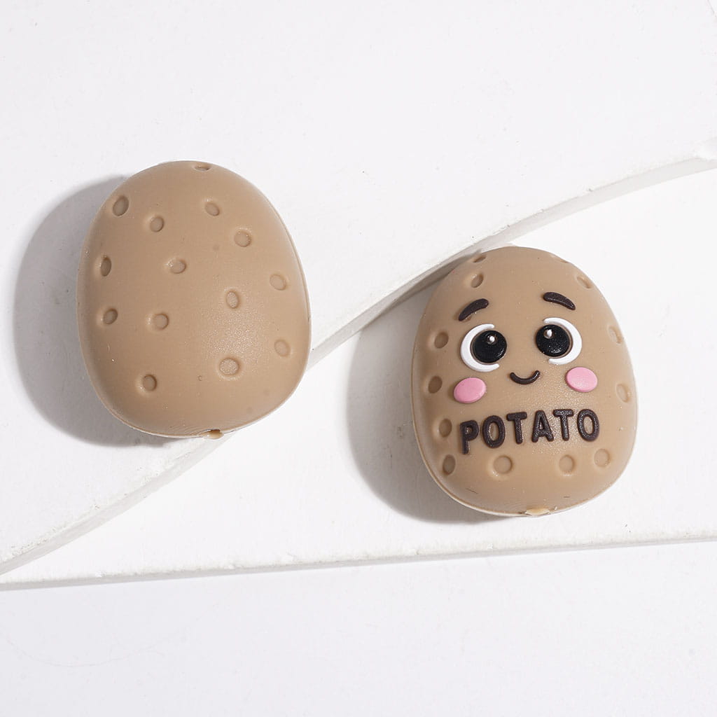 3D Yummy Food Series with Salted Butter, Tomato, Bread and Potato Designs Silicone Focal Beads