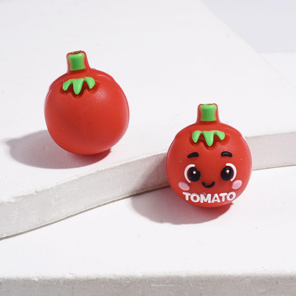 3D Yummy Food Series with Salted Butter, Tomato, Bread and Potato Designs Silicone Focal Beads
