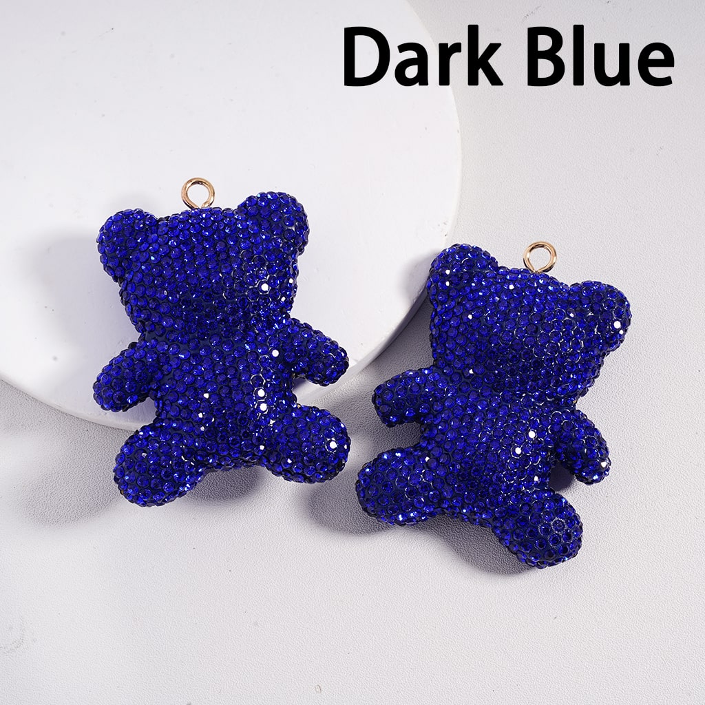 Large Sized Cute Bear Multi-Color Rhinestones Clay Keychain Pendant Jewelry Accessories 46*61MM
