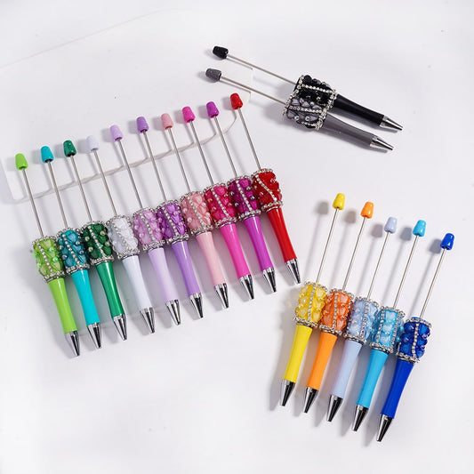 Multicolor Beadable Pen Glitter Hearts, Half‑Shell Pearls & AB Rhinestone Chains Random Mix