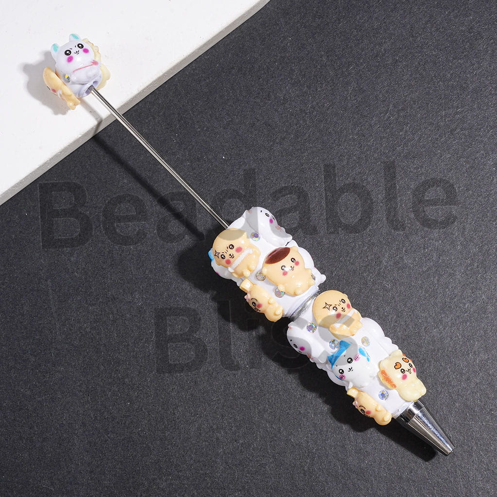Beadable Clay Pens with Flying Squirrel Cartoon Characters and AB Rhinestones