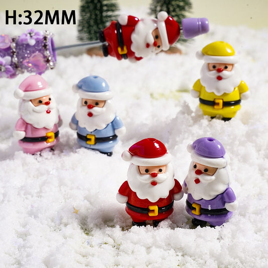 Multi‑Color Christmas Santa Claus PVC Rubber Beads Random Mix, 32mm