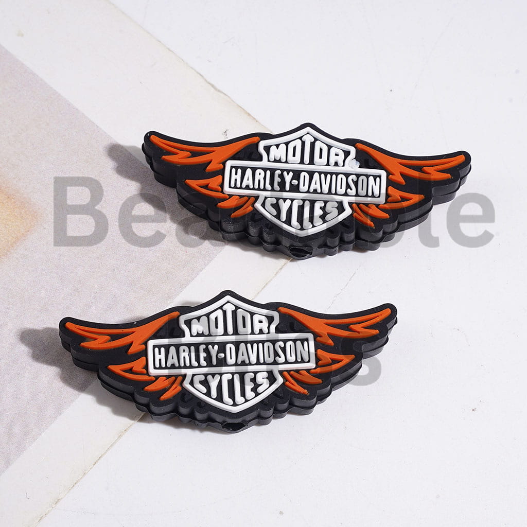 Motorcycle Series Silicone Focal Beads, Wing Shape, 16*40MM Multi-Color