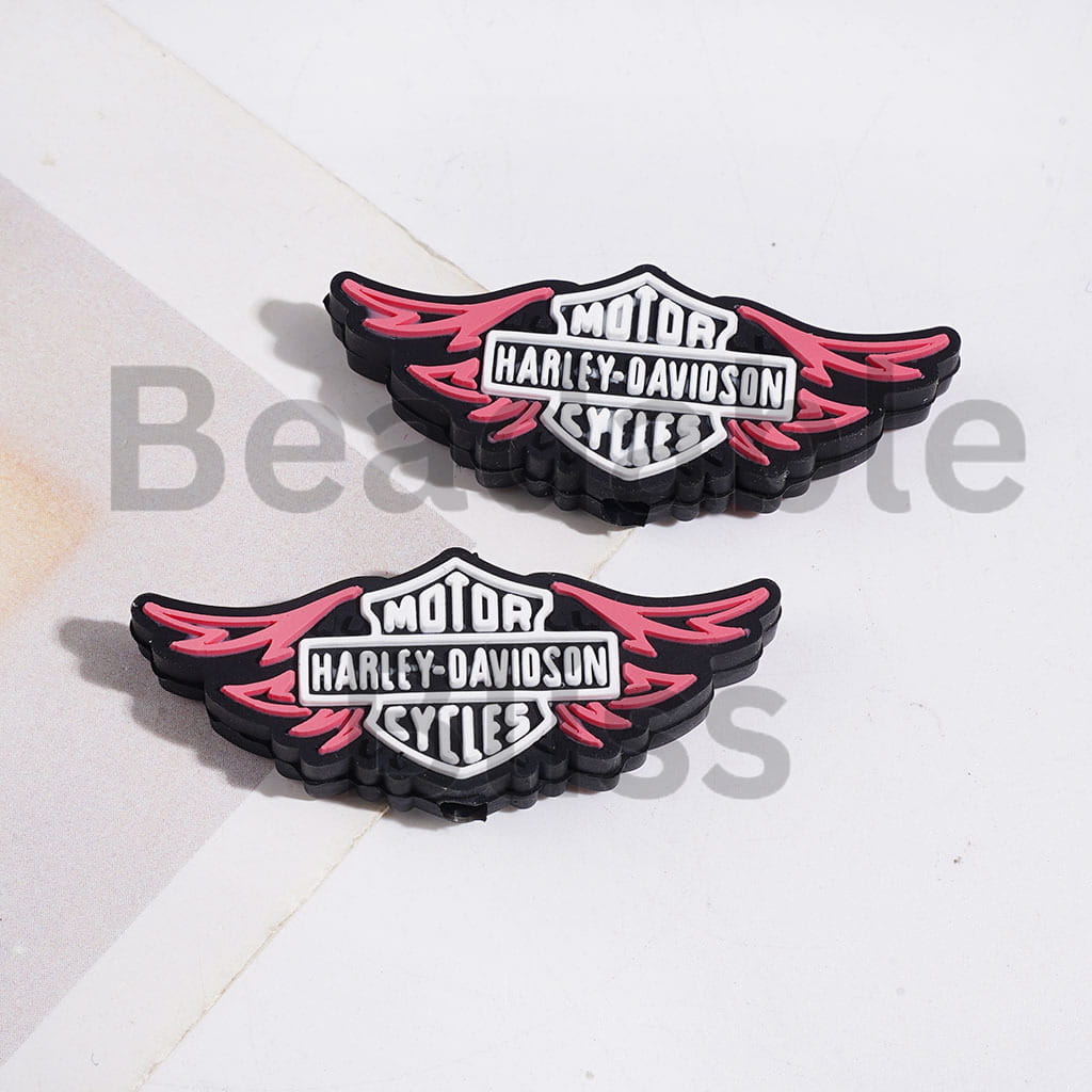 Motorcycle Series Silicone Focal Beads, Wing Shape, 16*40MM Multi-Color