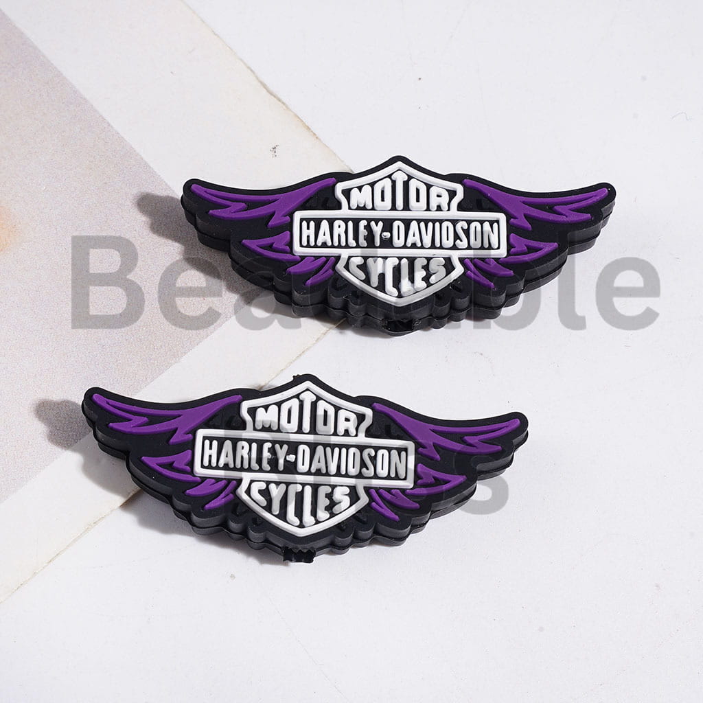 Motorcycle Series Silicone Focal Beads, Wing Shape, 16*40MM Multi-Color