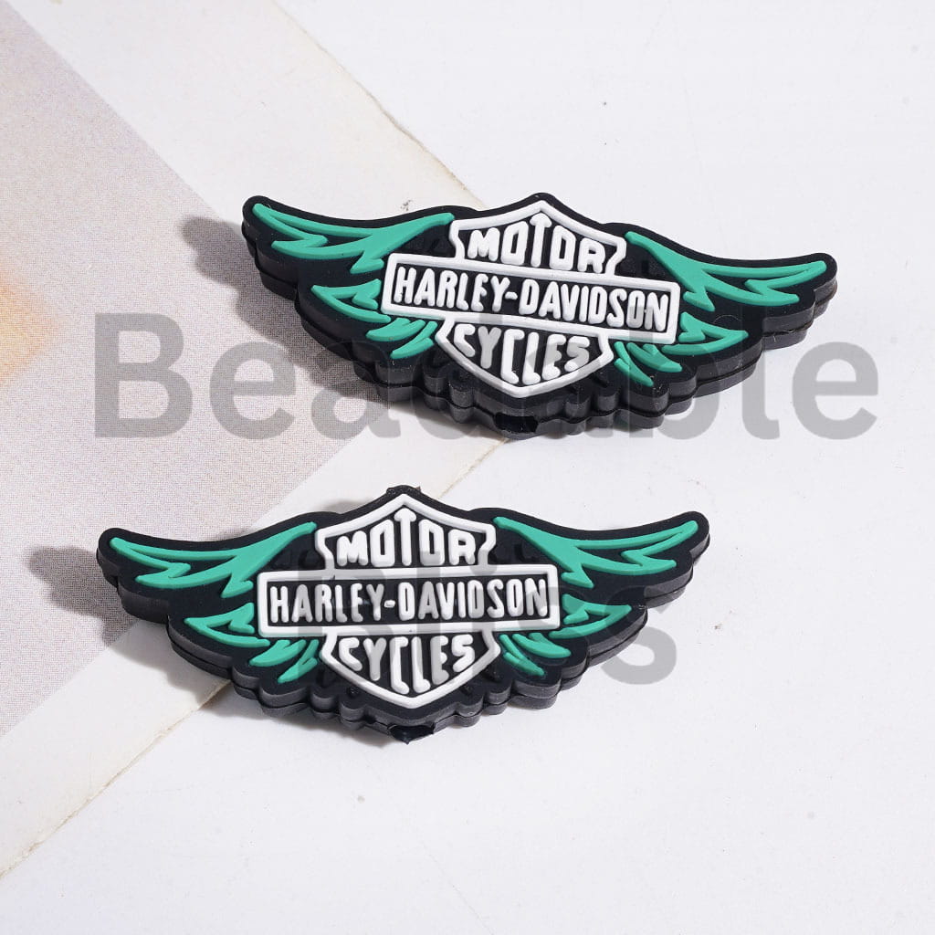 Motorcycle Series Silicone Focal Beads, Wing Shape, 16*40MM Multi-Color