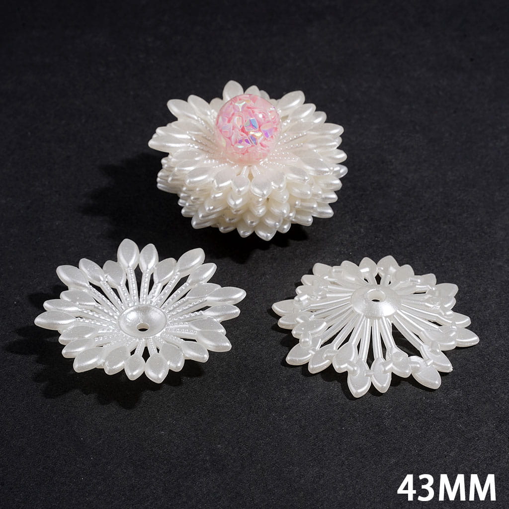 Acrylic Spacer Beads White Peal Snowflack, 43MM