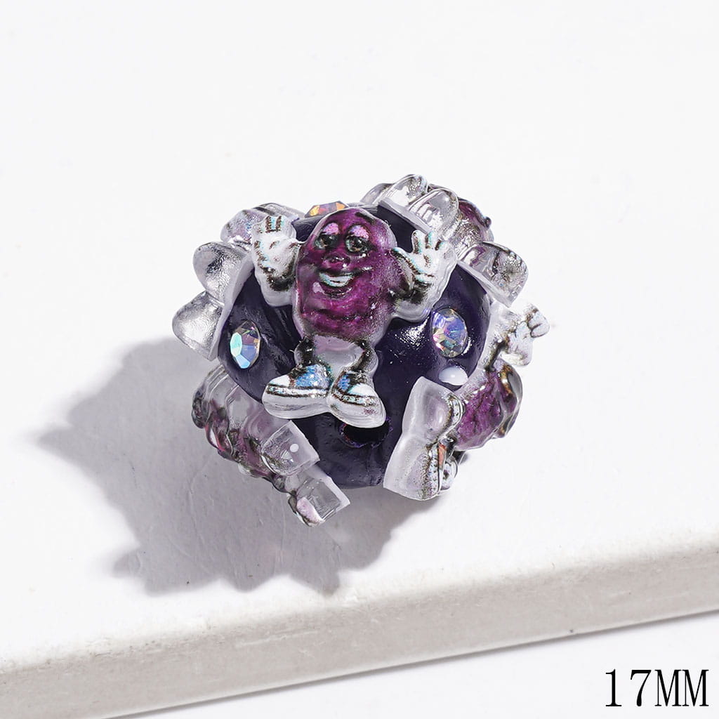 Various Style Purple Potato and AB Rhinestones Clay Beads, 17MM