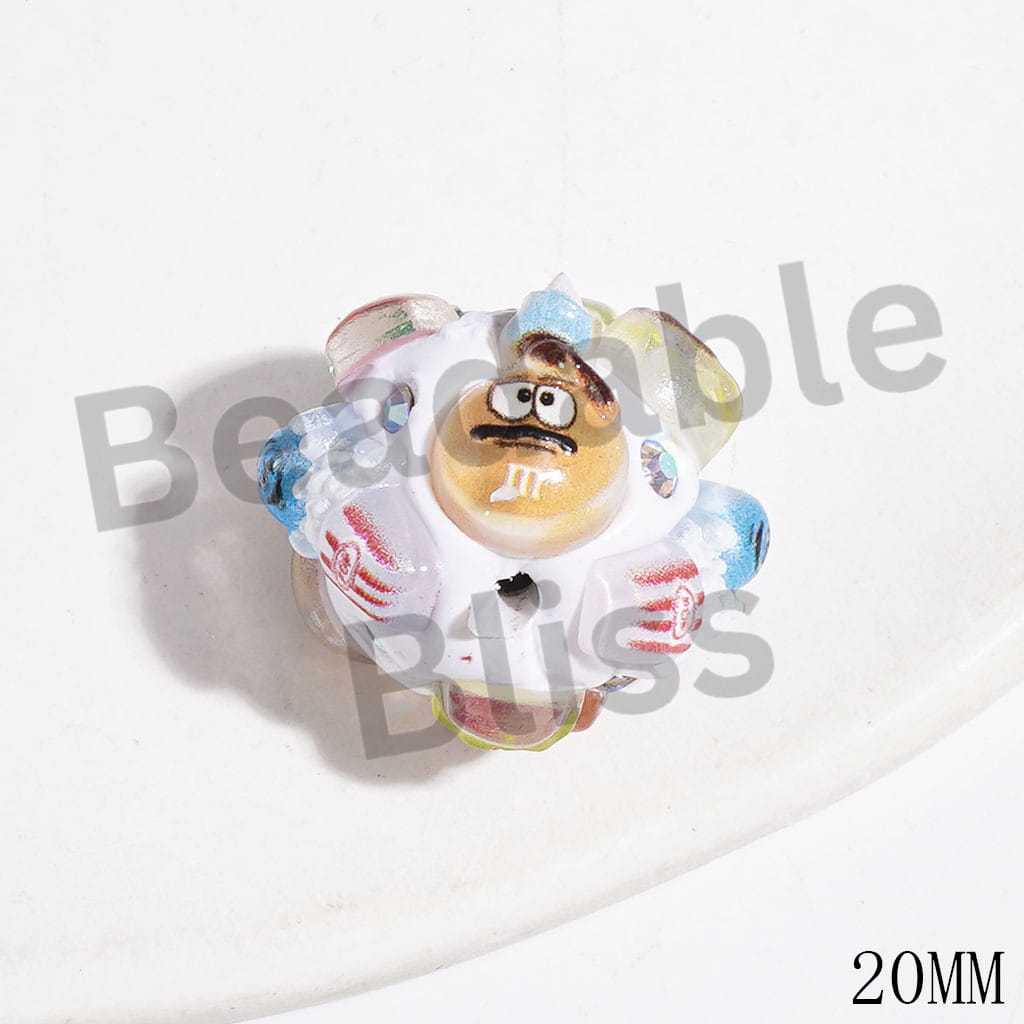 Candy Bean Hamburger Chips Popcorn Doughnut and AB Rhinestones Clay Beads, 20MM