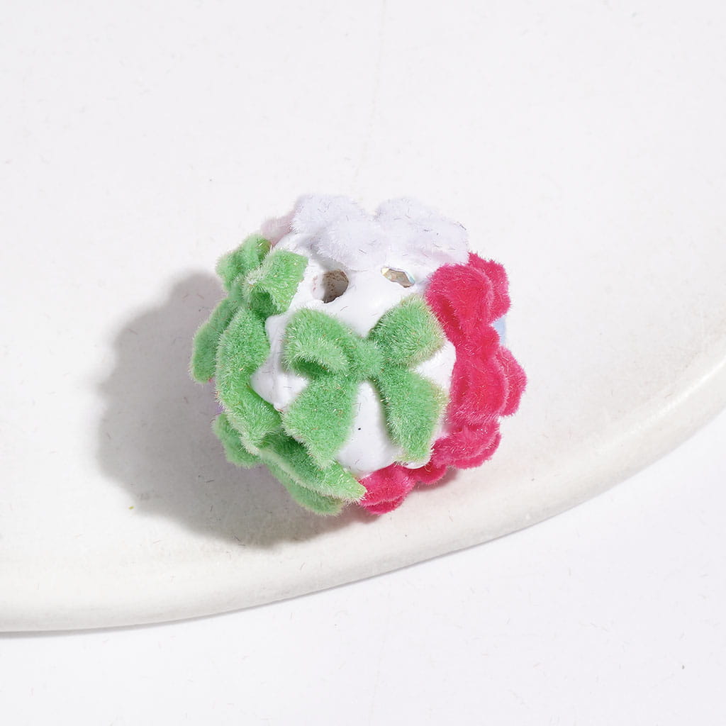 Flocked Fluffy Bowtie and AB Rhinestones Clay Beads, 15.5-20MM, Multi-Color, Random Mix