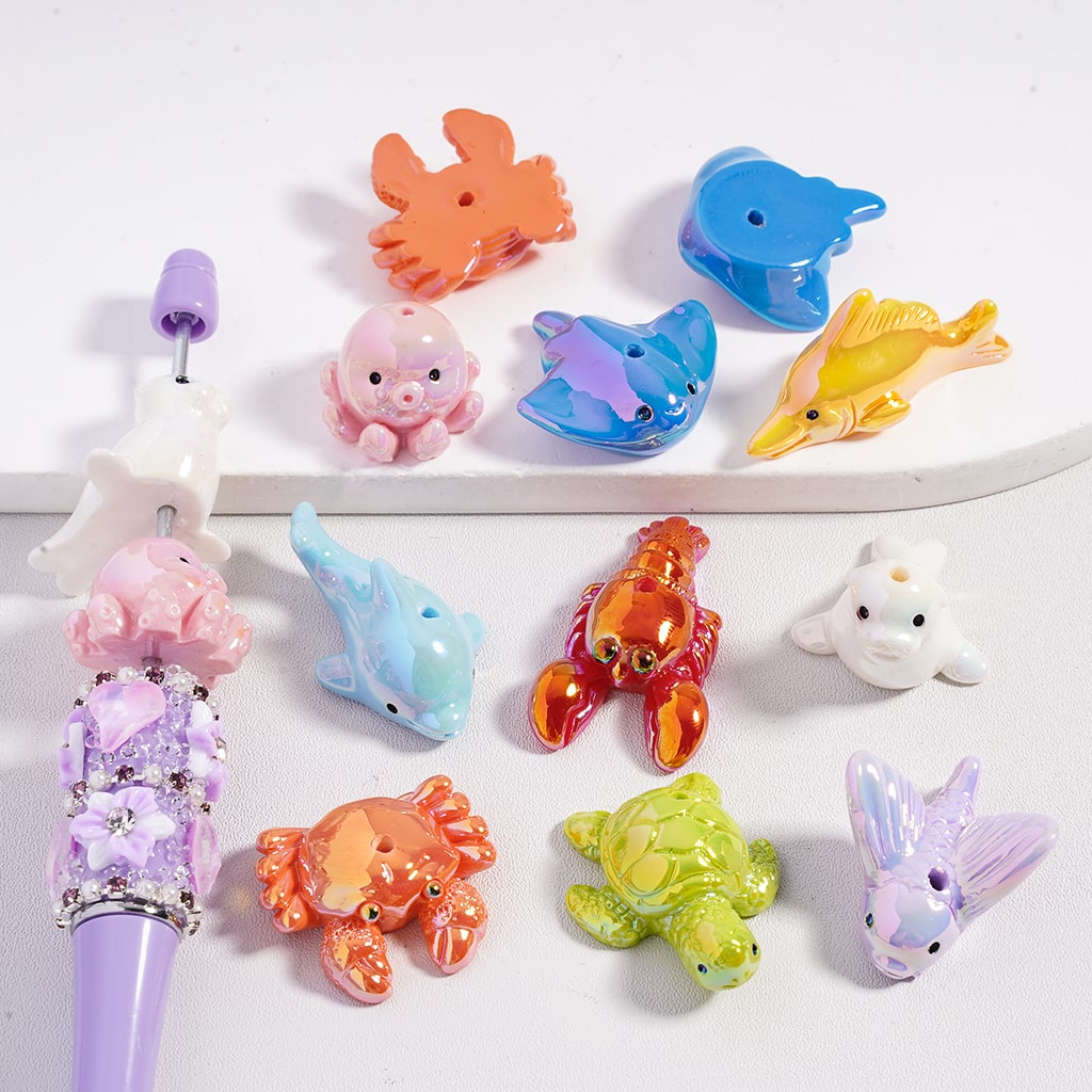 UV Finish Cutie Marine Animal Sea Series Acrylic Beads Random Mix