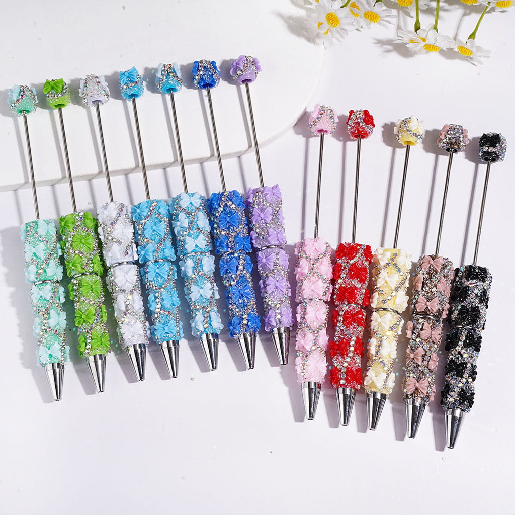Bowtie & Cone-Shaped Clear Rhinestones, “X” Shaped AB Rhinestone Chains, Handmade Sugar Beadable Pens, Multi-Color
