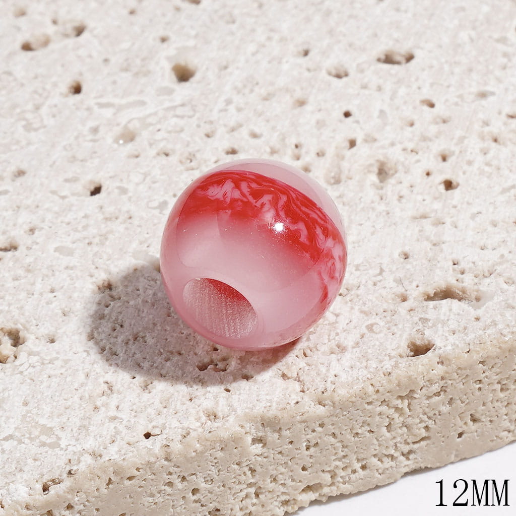 Acrylic Barrel Beads with Marble Texture, 12MM, Big Hole Beads, Multi-Color, Random Mix (The Hole Diameter is Around 5MM)