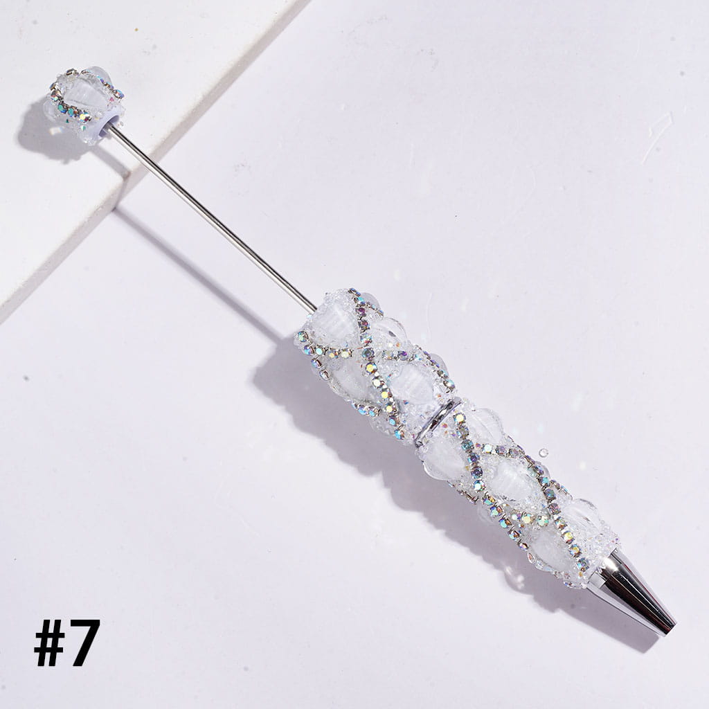 Handmade Beadable Sugar Pens with Glittery Heart Shaped Rhinestone and "X" Shaped AB Rhinestone, Multi-Color