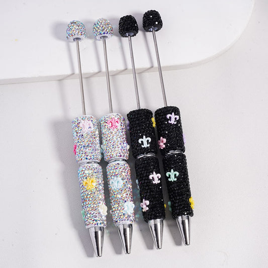 Glam Iris Beadable Clay Pen Black Base, AB Rhinestones, Random Mix