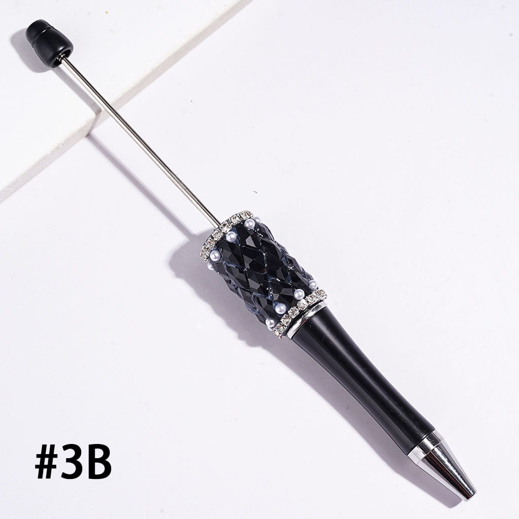 Diamond-Shaped Rhinestones with White Pearl & Clear Rhinestone Chain Handmade Beadable Pens, Multi-Color, Random Mix