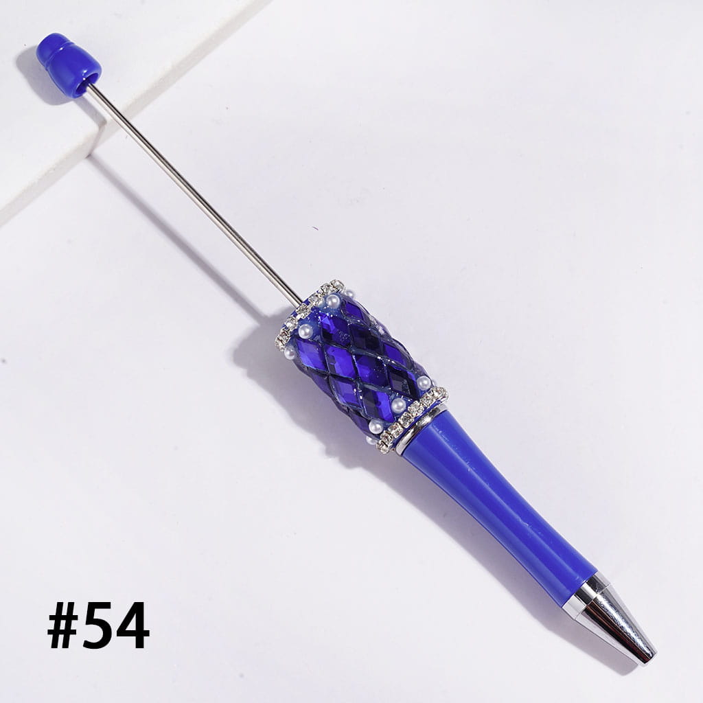 Diamond-Shaped Rhinestones with White Pearl & Clear Rhinestone Chain Handmade Beadable Pens, Multi-Color, Random Mix