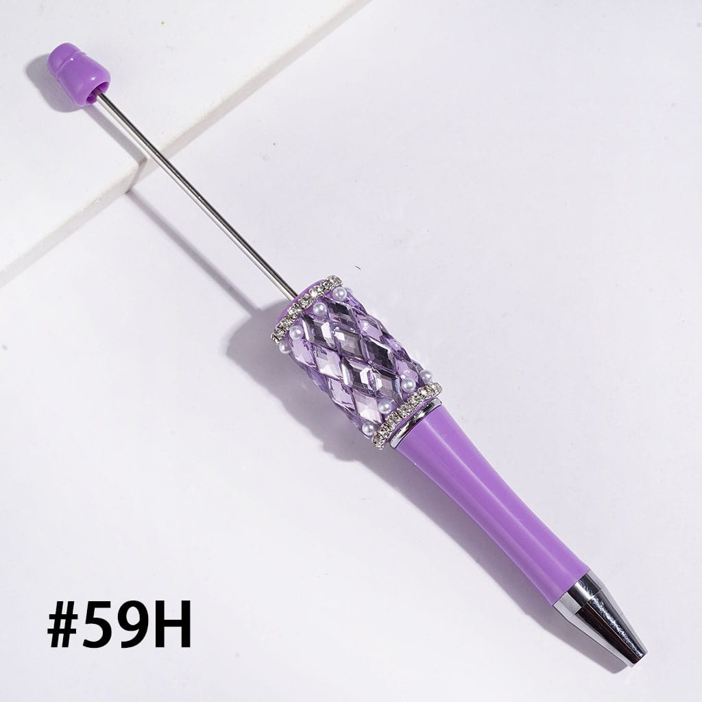 Diamond-Shaped Rhinestones with White Pearl & Clear Rhinestone Chain Handmade Beadable Pens, Multi-Color, Random Mix