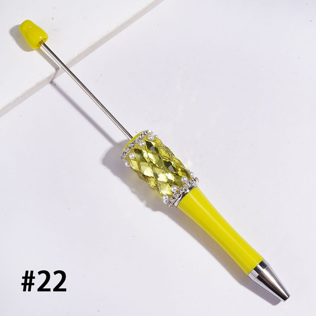 Diamond-Shaped Rhinestones with White Pearl & Clear Rhinestone Chain Handmade Beadable Pens, Multi-Color, Random Mix