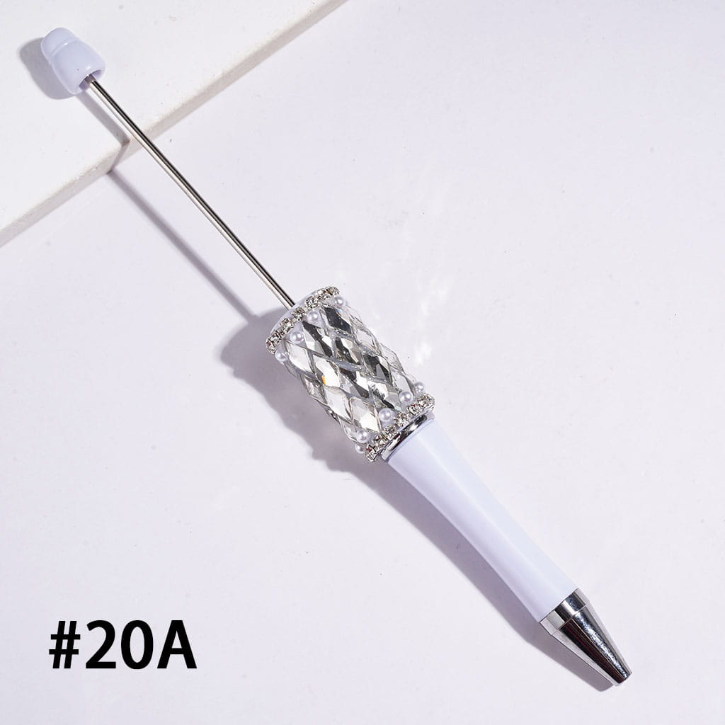 Diamond-Shaped Rhinestones with White Pearl & Clear Rhinestone Chain Handmade Beadable Pens, Multi-Color, Random Mix