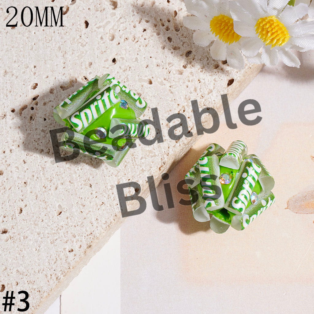 Clay Beads with Soda Carbonated Soft Drinking Can and AB Rhinestone, 20MM Multi-Color