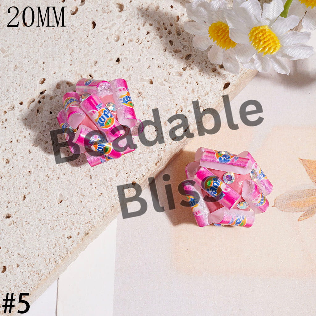 Clay Beads with Soda Carbonated Soft Drinking Can and AB Rhinestone, 20MM Multi-Color