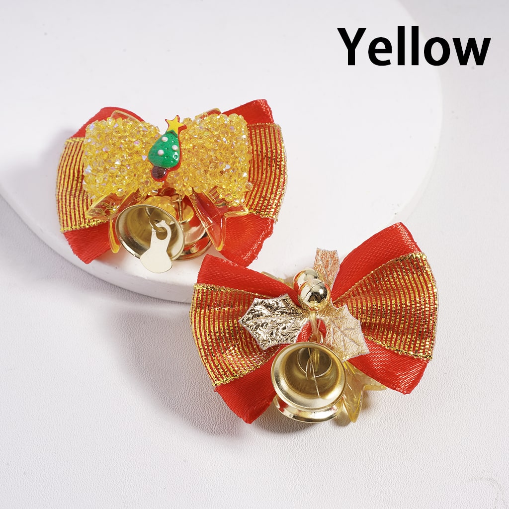 Christmas Santa, Tree, Bell Shapes with Fabric Bowtie & Cone Rhinestones Holiday Sugar Acrylic Beads