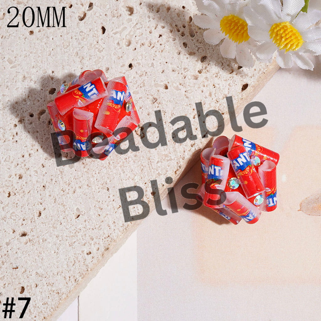 Clay Beads with Soda Carbonated Soft Drinking Can and AB Rhinestone, 20MM Multi-Color