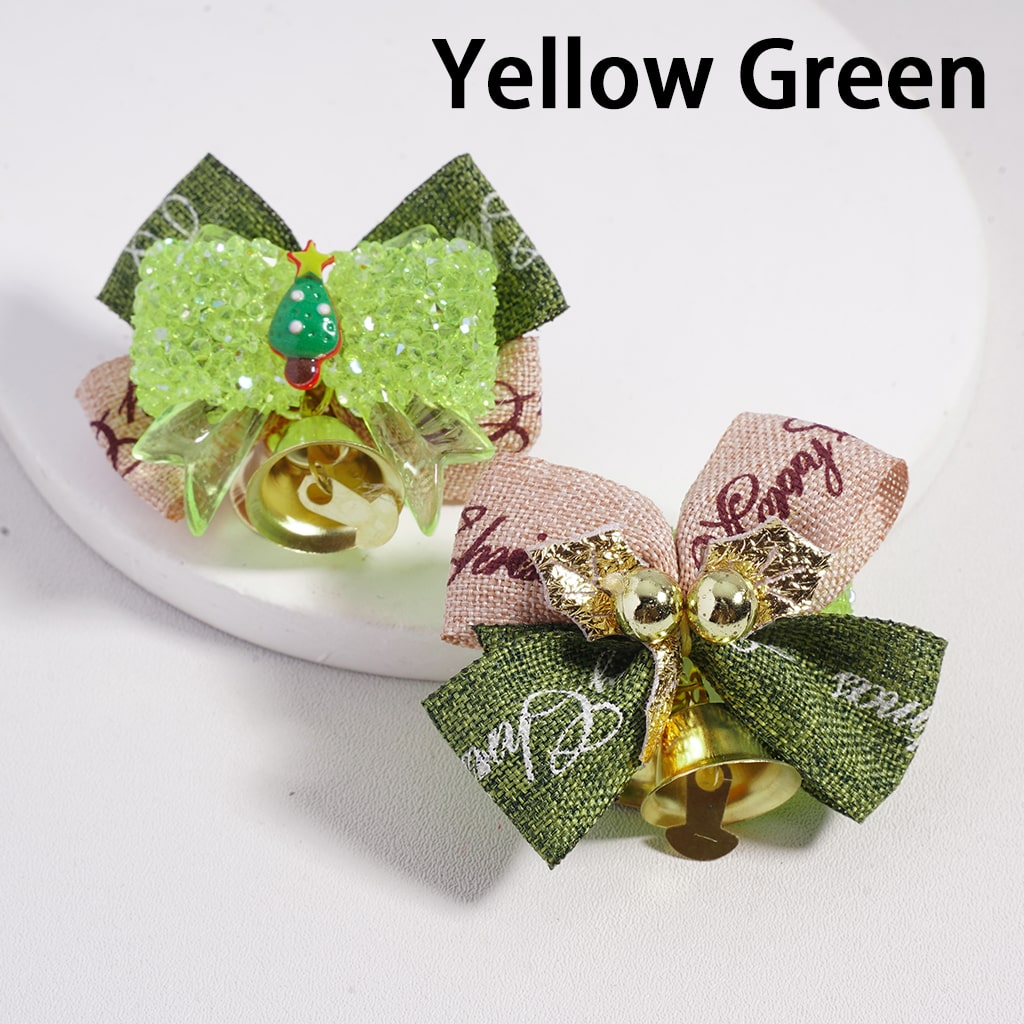 Christmas Santa, Tree, Bell Shapes with Fabric Bowtie & Cone Rhinestones Holiday Sugar Acrylic Beads