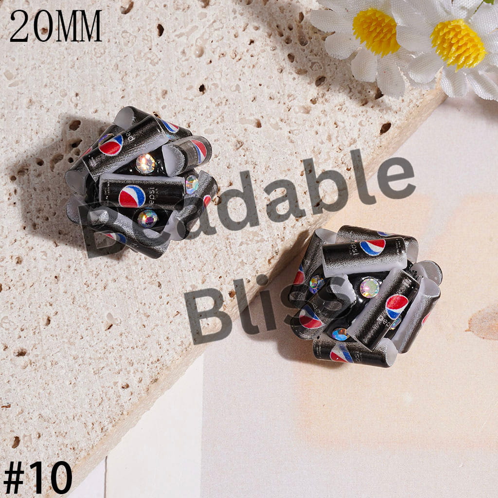 Clay Beads with Soda Carbonated Soft Drinking Can and AB Rhinestone, 20MM Multi-Color