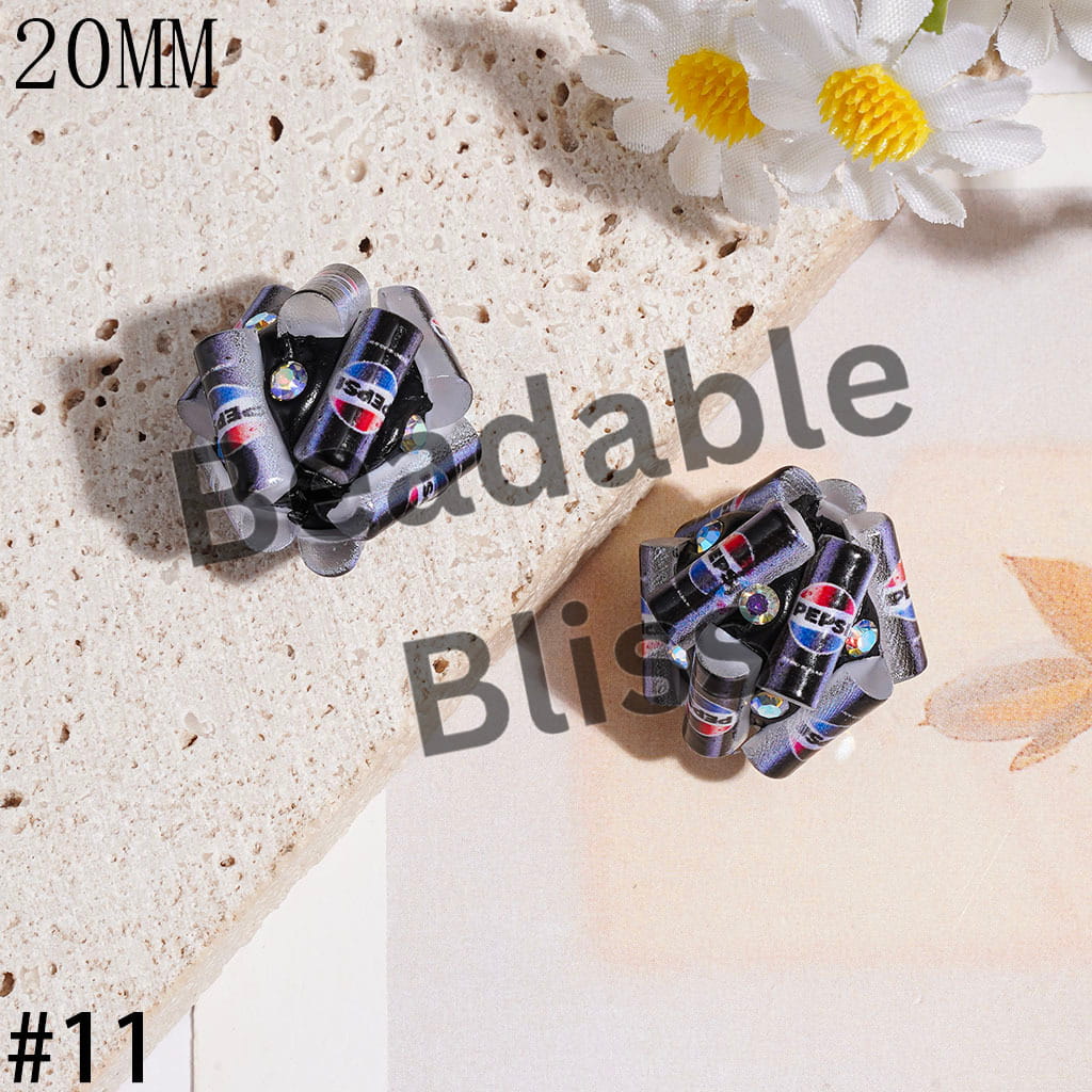 Clay Beads with Soda Carbonated Soft Drinking Can and AB Rhinestone, 20MM Multi-Color