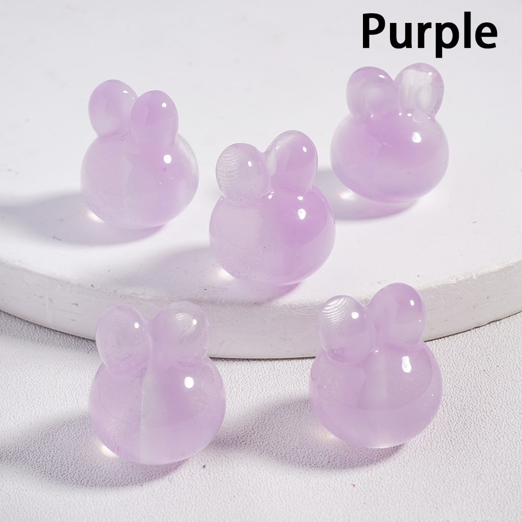Glitter-Inside Rabbit Head Color-Changing Cat Eye Style, Acrylic Beads, Random Mix Height 18MM