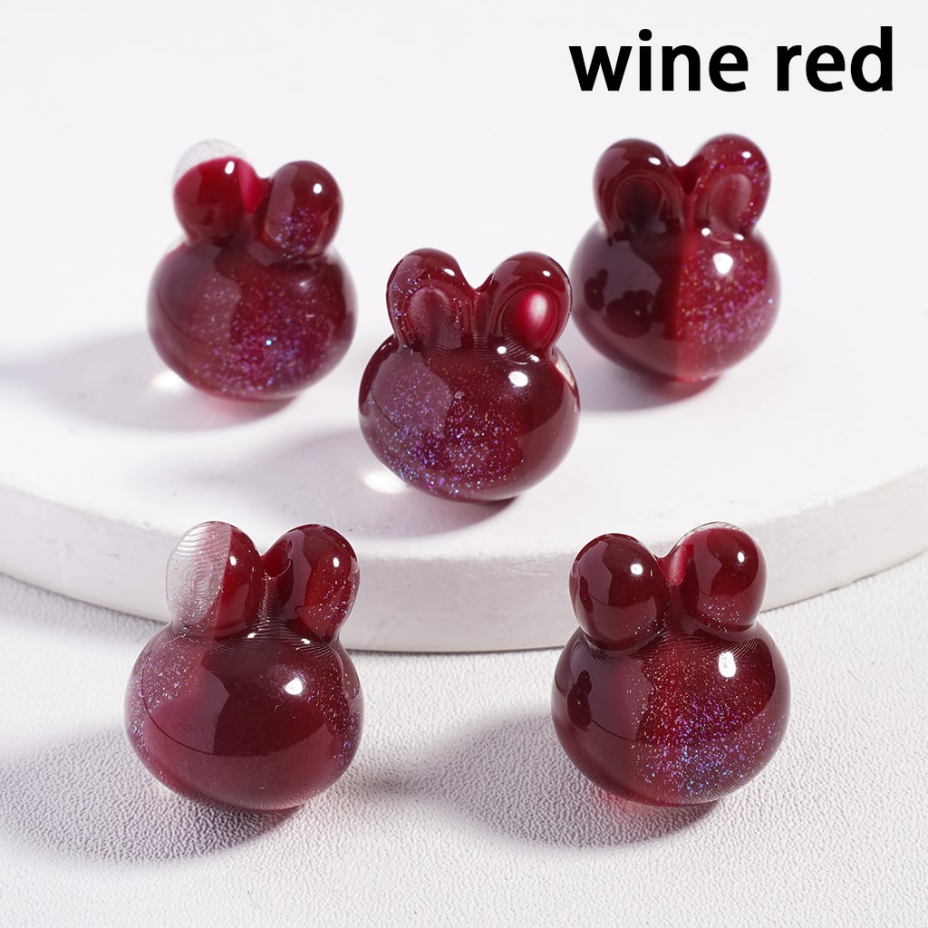 Glitter-Inside Rabbit Head Color-Changing Cat Eye Style, Acrylic Beads, Random Mix Height 18MM