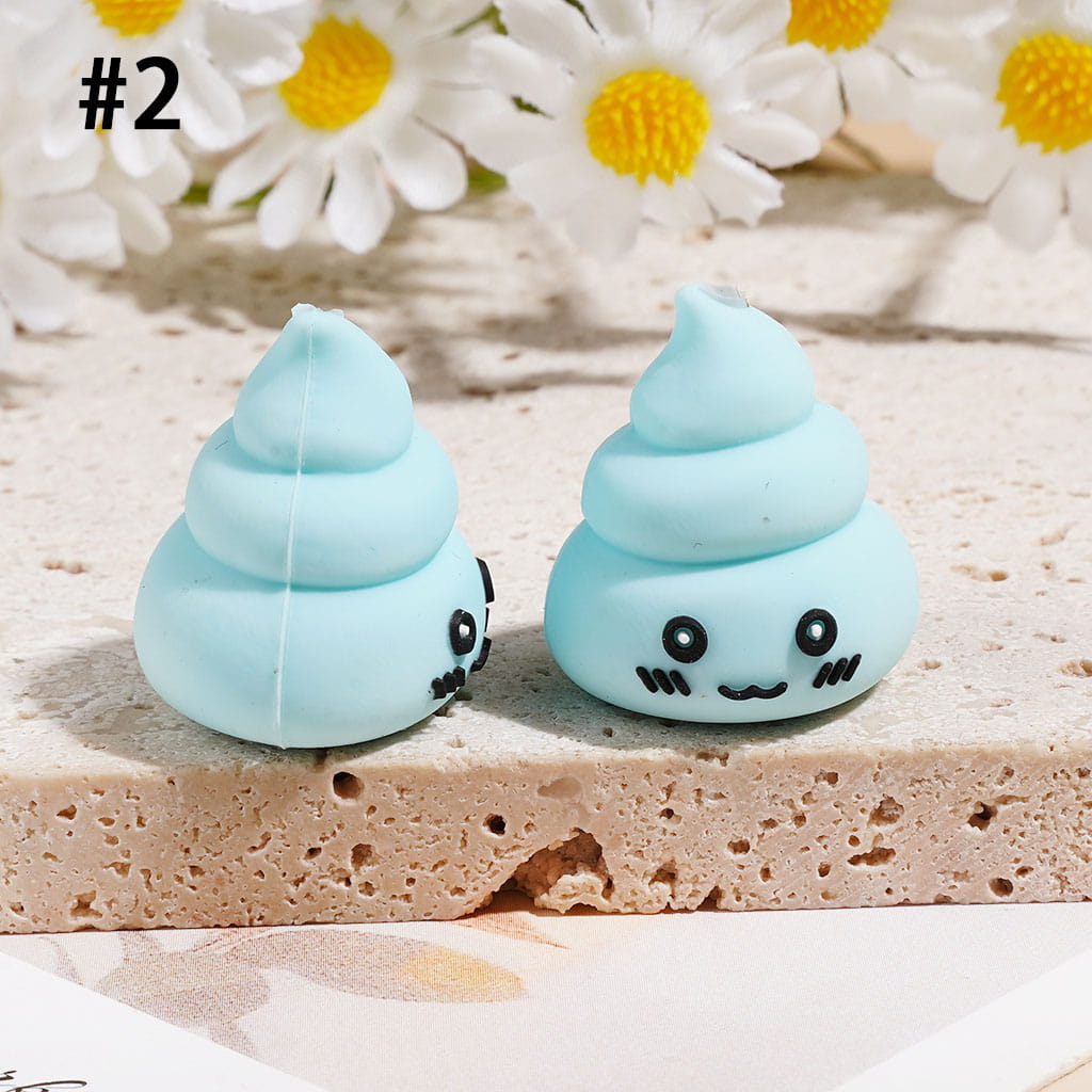 3D Cute and Humorous Excrement Silicone Focal Beads, 20*23MM, Multi-Color
