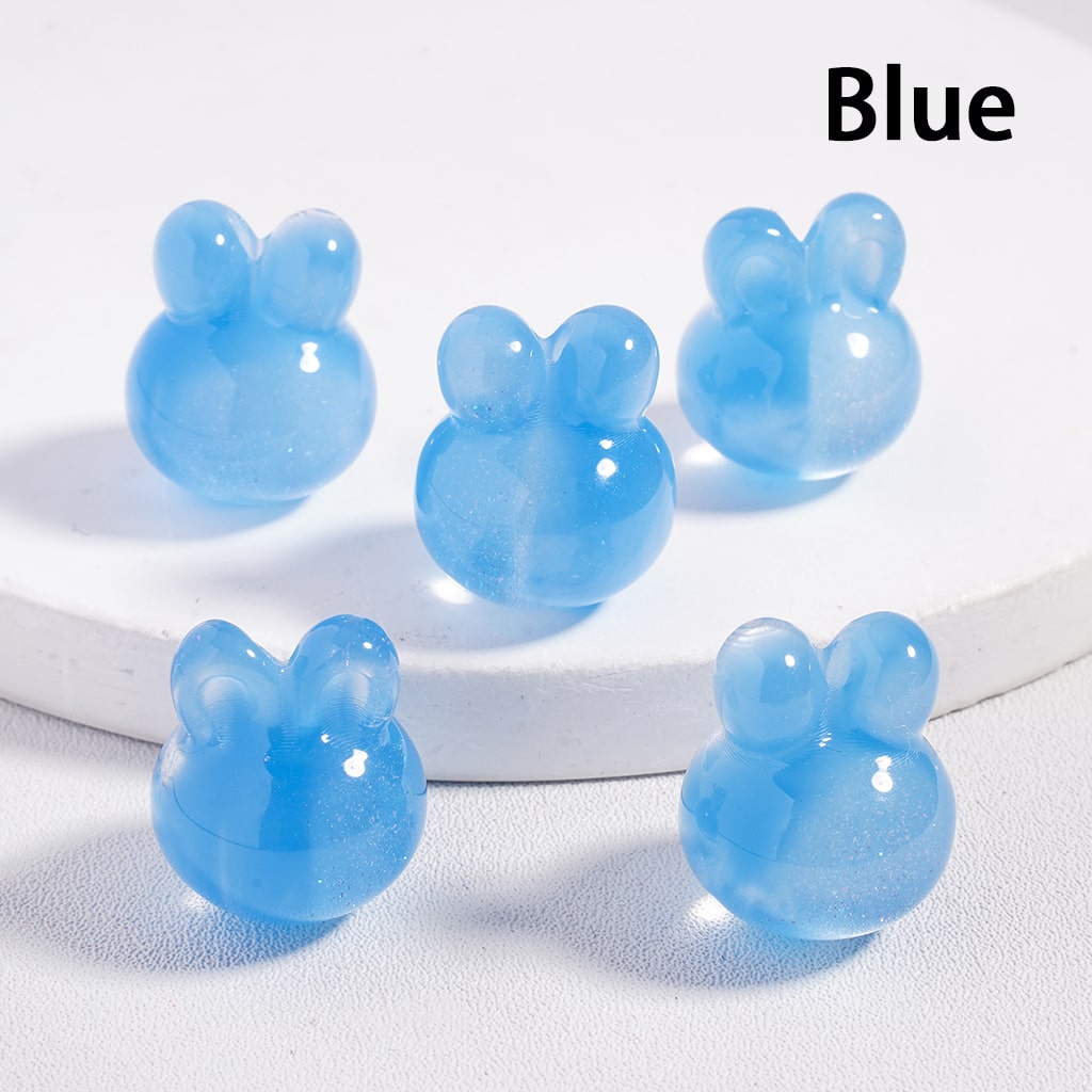 Glitter-Inside Rabbit Head Color-Changing Cat Eye Style, Acrylic Beads, Random Mix Height 18MM