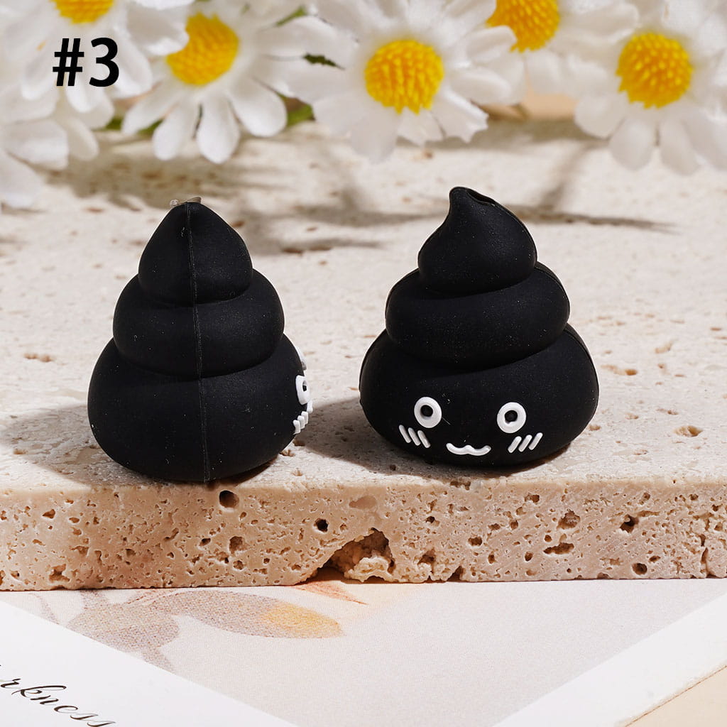 3D Cute and Humorous Excrement Silicone Focal Beads, 20*23MM, Multi-Color
