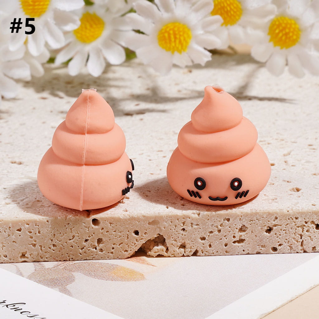 3D Cute and Humorous Excrement Silicone Focal Beads, 20*23MM, Multi-Color