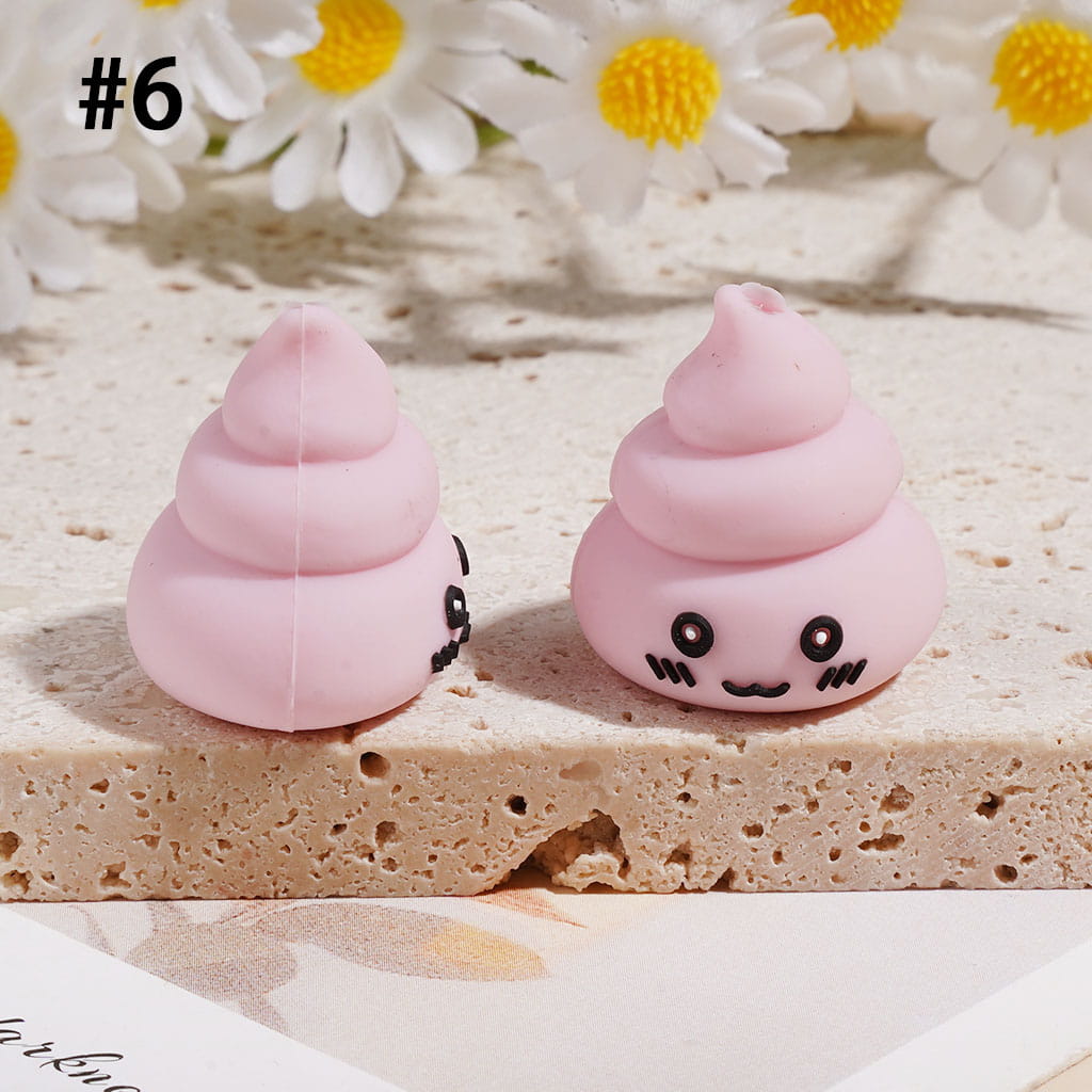 3D Cute and Humorous Excrement Silicone Focal Beads, 20*23MM, Multi-Color
