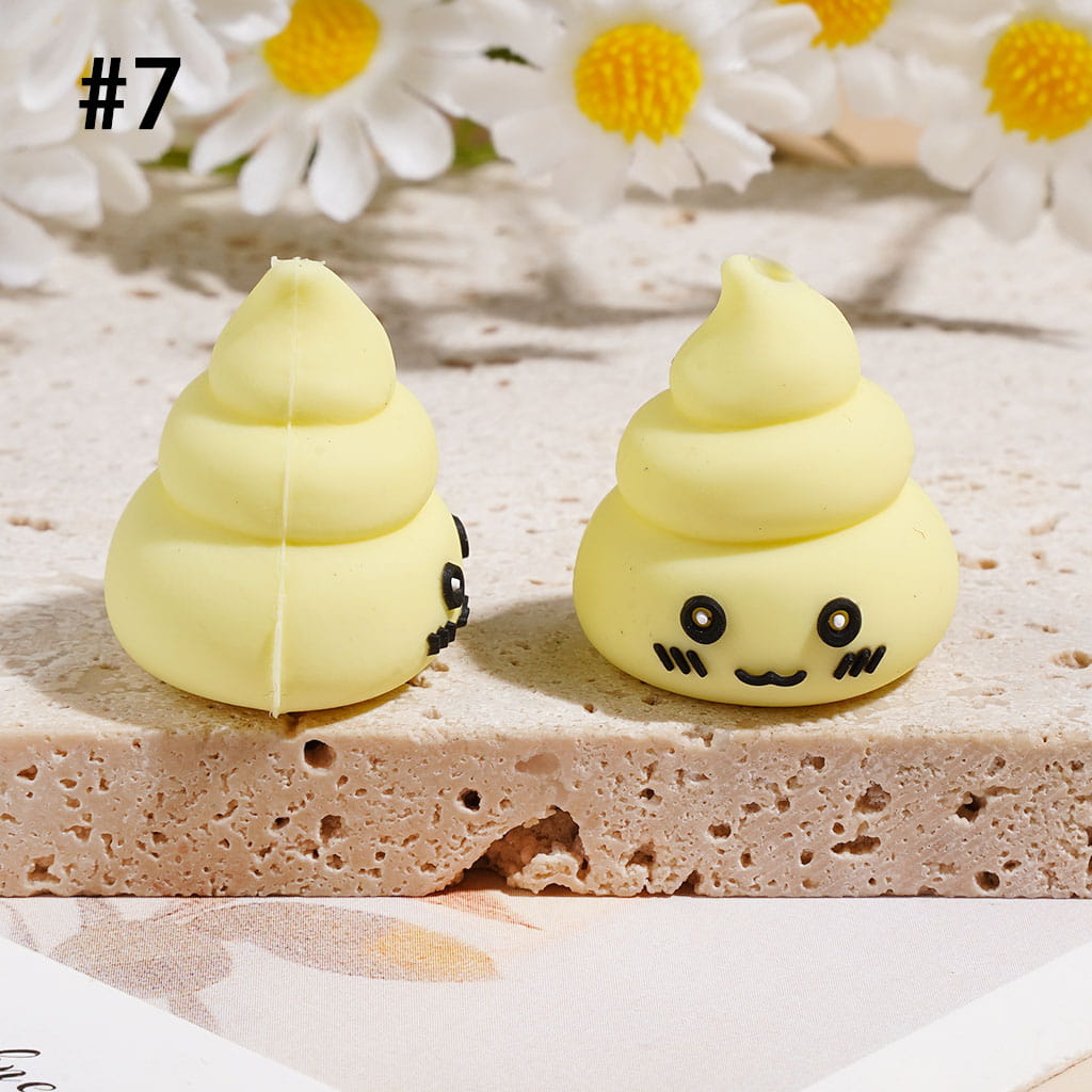 3D Cute and Humorous Excrement Silicone Focal Beads, 20*23MM, Multi-Color