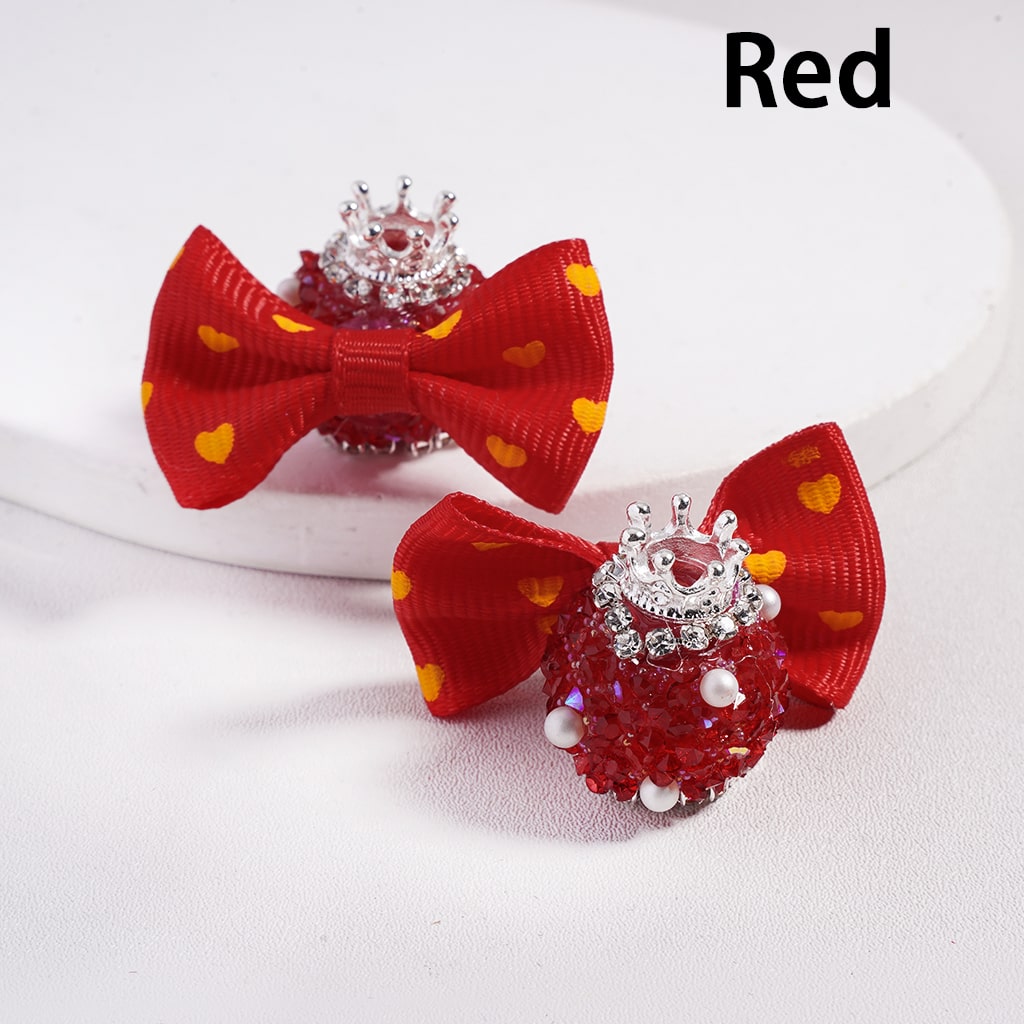 Silver Crown with White Pearls & Rhinestone Cone Multi Color Fabric Bowtie Sugar Acrylic Bead Random Mix